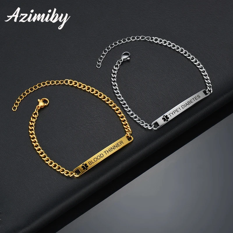 Azimiby Тип 1 диабет медицинские оповещения идентификационные браслеты для мужчин и