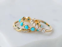3 pcsset turquoise diamond combination ring set for women wedding jewelry european and american style hand accessories