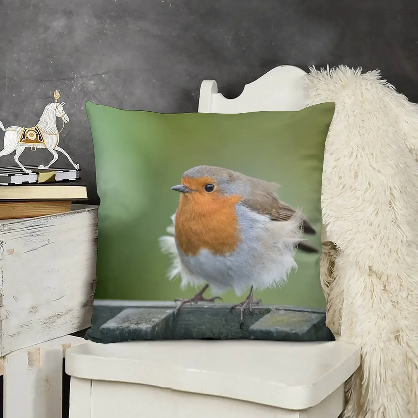Европейский робин (Эрисакус Рубекула) Декоративная подушка Рождественские