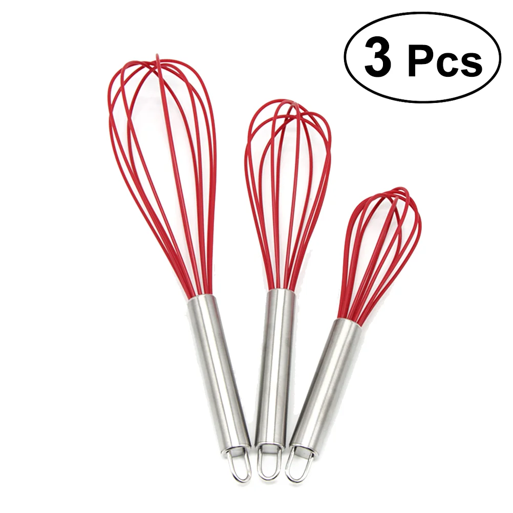 

3 Pcs Hand Egg Beater Metallic Balloons Silicone Whisk Foam Hair Dye Frother Coffee Mixer