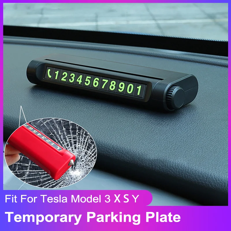 

Double Number Temporary Parking Plate Car Hidden Moving License Plate Safety Hammer For Tesla Model 3 X S Y Auto Accessories
