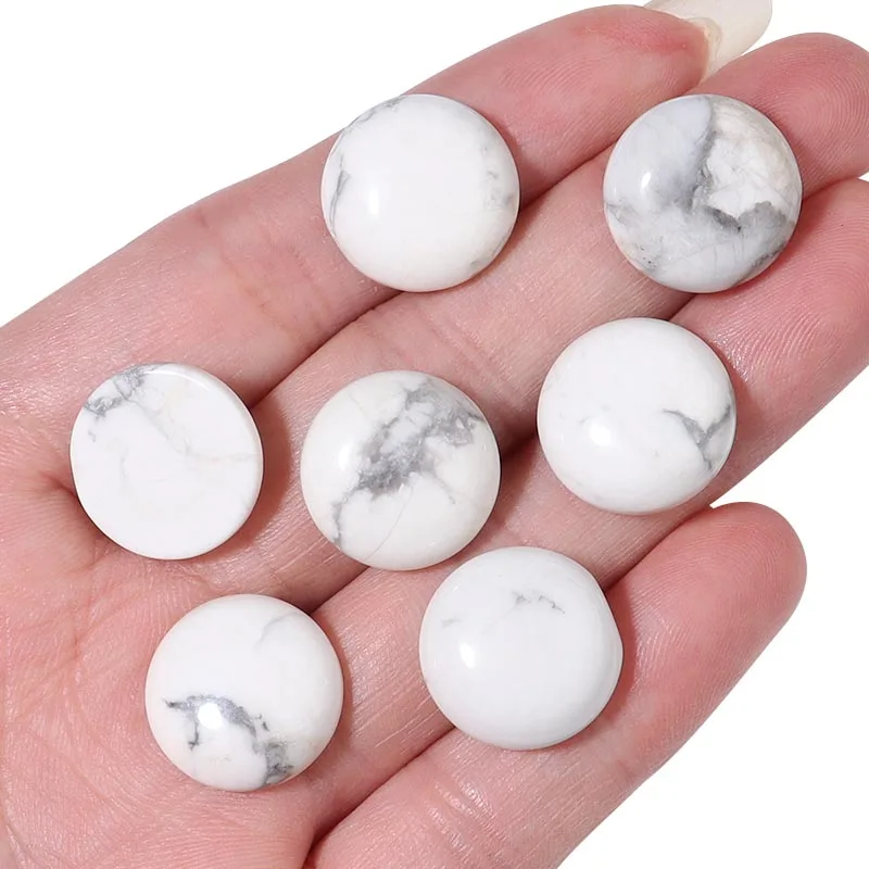 5-10pcs/lot White Howlite Stone Half Round Flat Back Dome Cabochon Bead Findings for DIY Jewelry Making Rings Bracelets Material - купить по