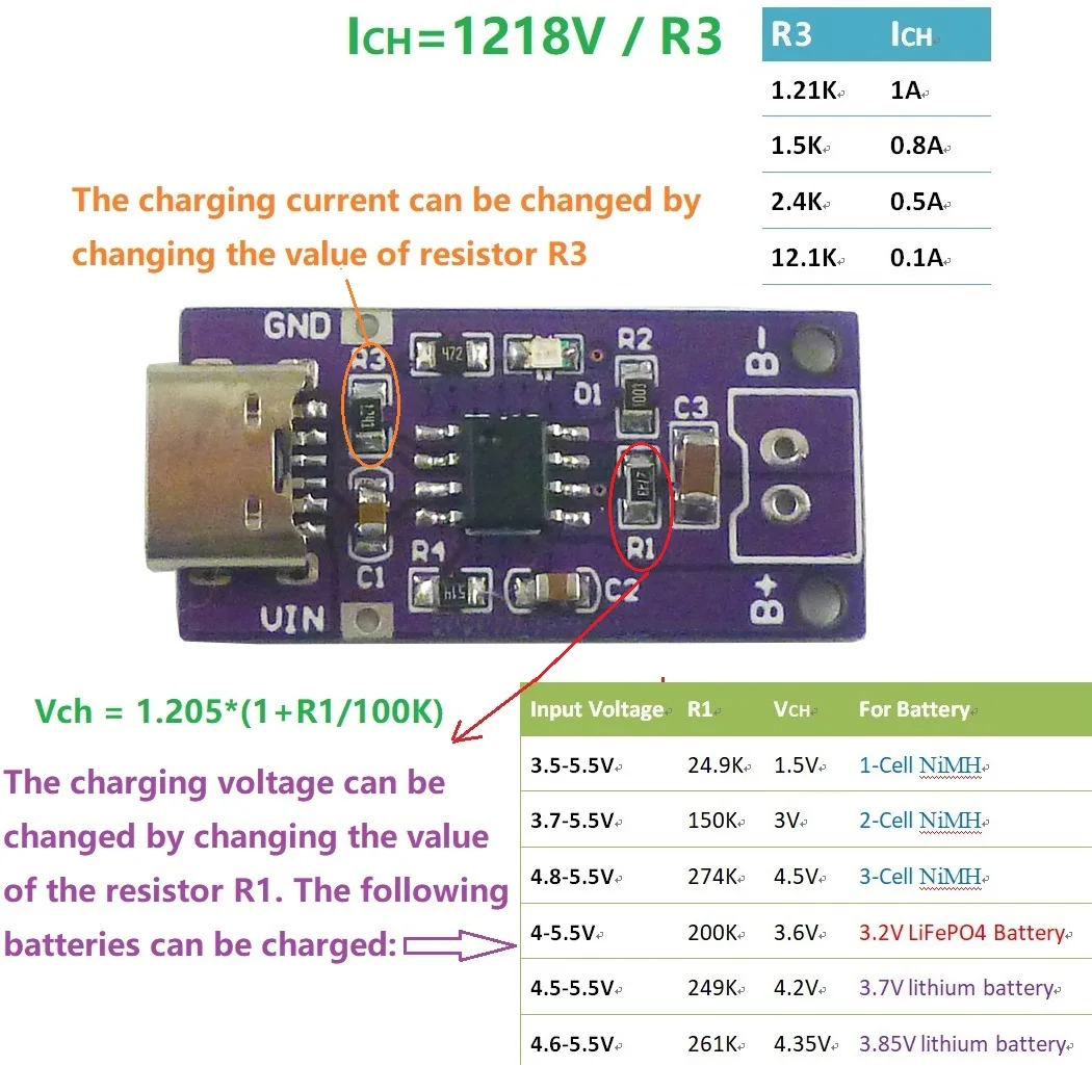 Модуль зарядного устройства TYPE-C 1/2/3-элементного NIMH 1 5 В 3 4 для