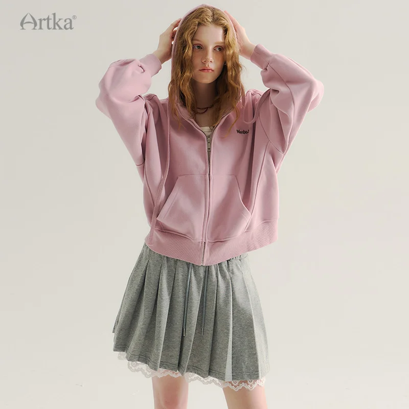 Женская куртка с капюшоном ARTKA синяя повседневная толстовка на молнии большие