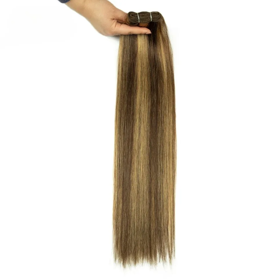 Фото Дебютный бразильский хайлайтер P4/27 # Натуральные прямые волосы P8/613, двойной вытяжки, в пучках, Remy 6 #   8 #   Набор натуральных человеческих волос №3