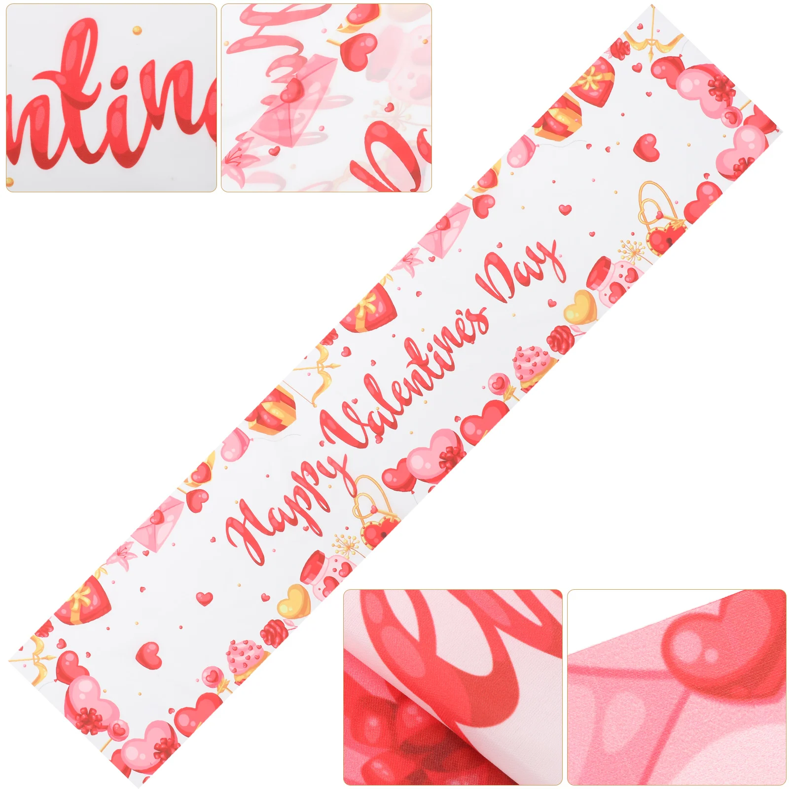 

Table Runner Day Valentine Valentines Heart Party Tablecloth Supplies S Cover Cloth Decorations Decoration Printed Runners Decor