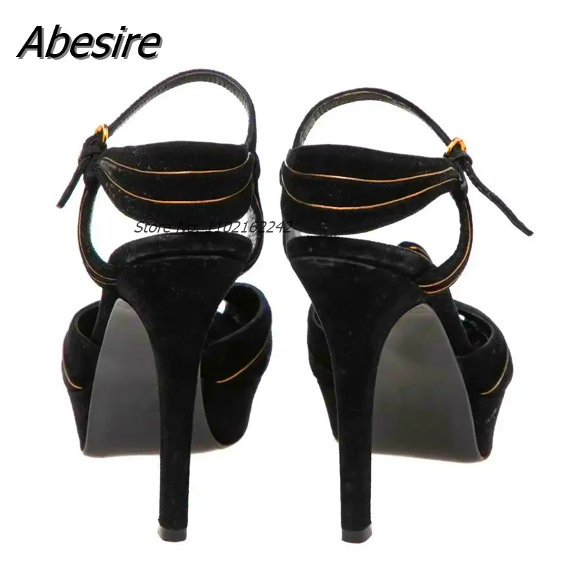 Black Platform Open Toe High Heel New Designer Brand Platform Open Toe Buckle Strap High Heels For Women Summer Sexy Ladies