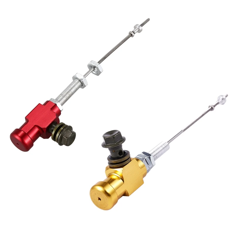 

2Pcs Motorcycle Hydraulic Clutch Master Cylinder Rod Brake Pump M10X1.25Mm Aluminum - Gold & Red