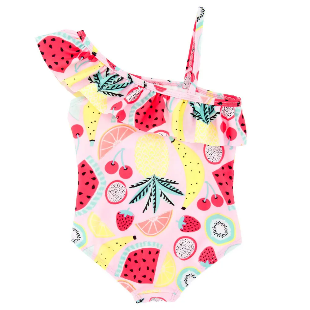 

One Piece Kids Girls Halter Ruffles Swimwear 2023 New Summer Child Watermelon Swimwear Swimsuit Briefs Beachwear Bathing