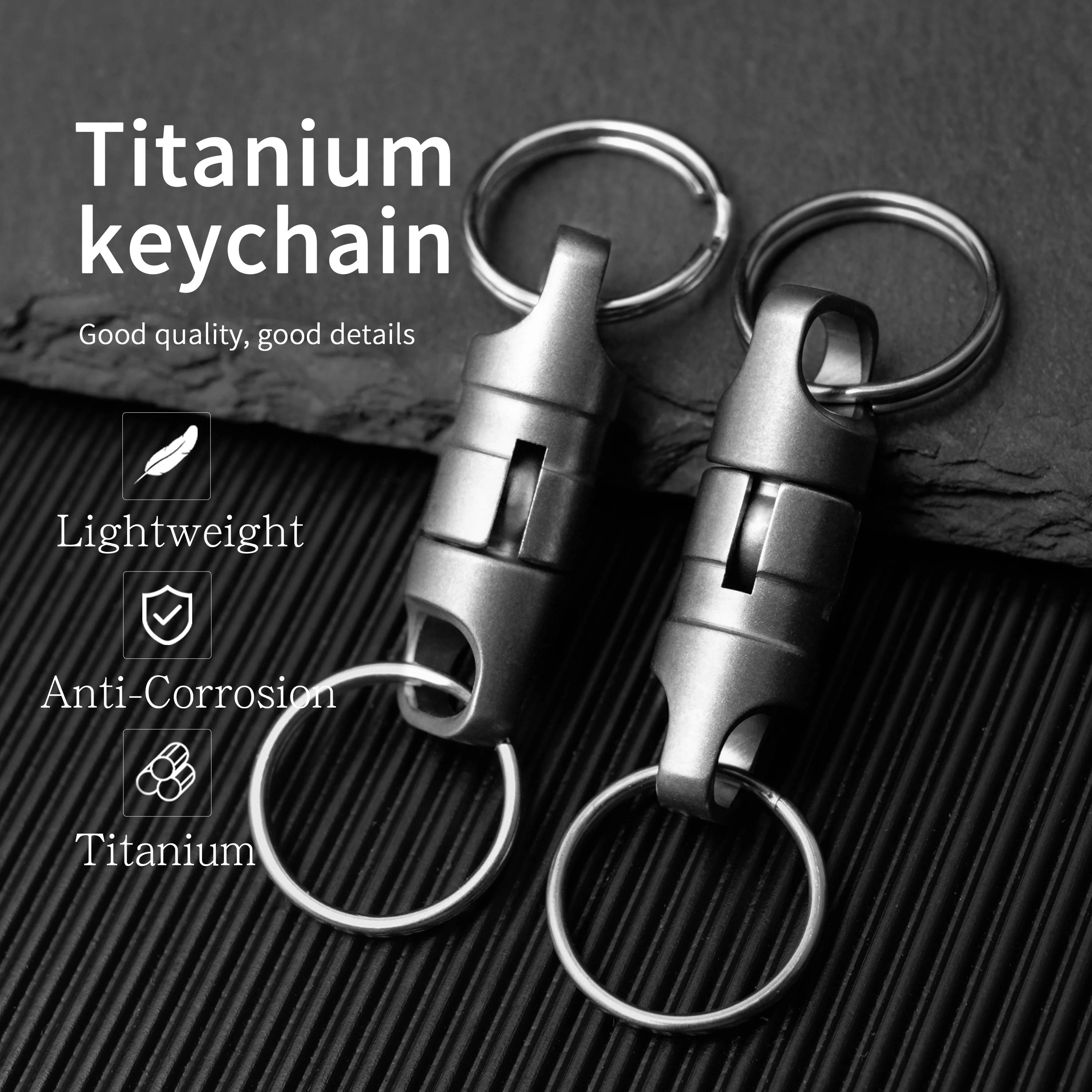 Брелок для ключей из титанового сплава универсальный поворотный двухсторонний в