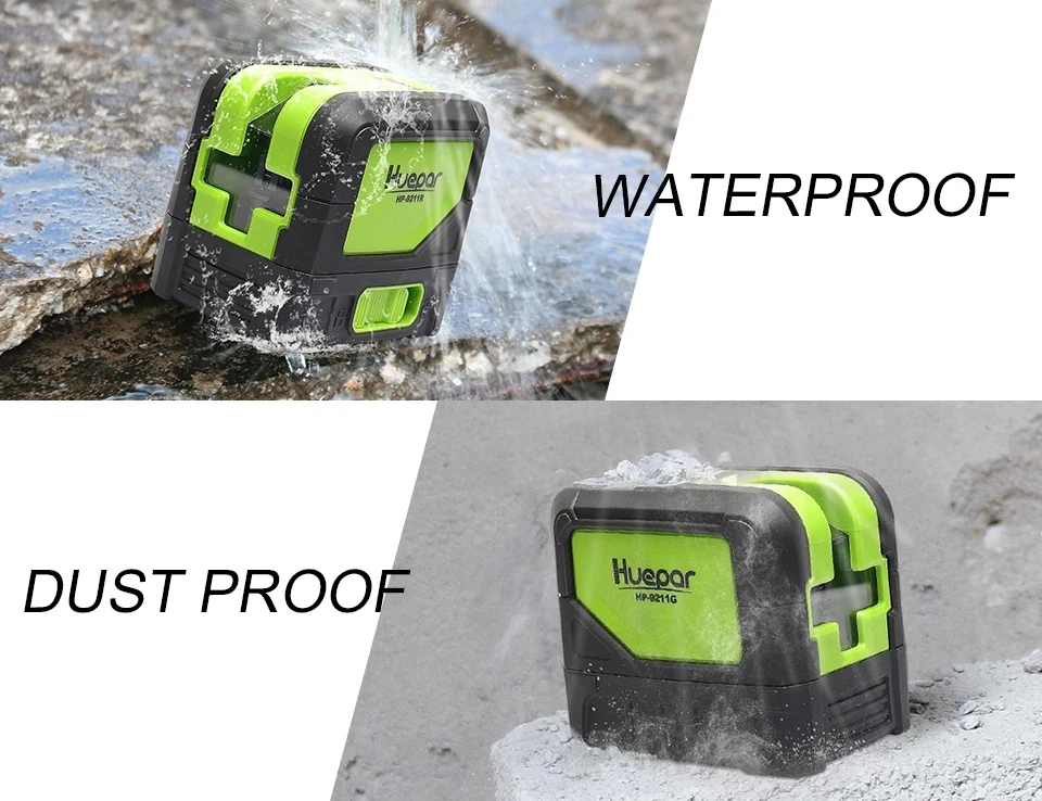 Нивелир лазерный HUEPAR самовыравнивающийся зеленый луч 9211 г 2 точки