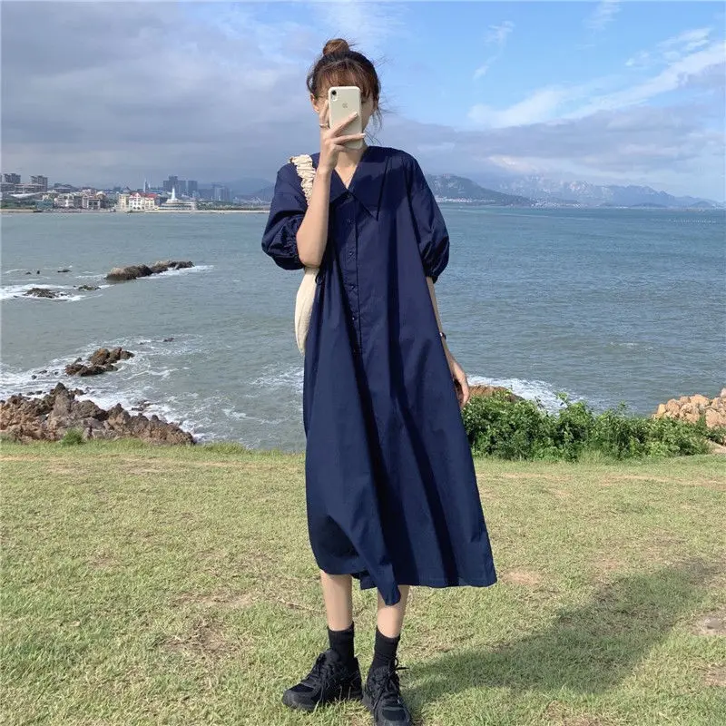 

Vintage Long Shirt Dress Women's Clothing Spring 2022 Womens Fashion Elegant Gowns Casual Dresses Urban Robe Basic Harajuku Midi