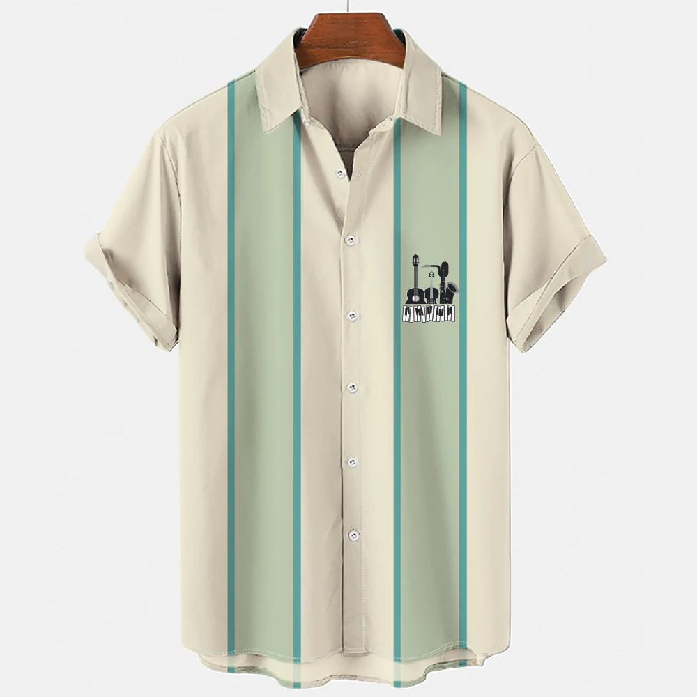 

Гавайская пляжная рубашка y2k с 3D принтом, простой полосатый топ с коротким рукавом, винтажная одежда с лацканами, одежда для мужчин