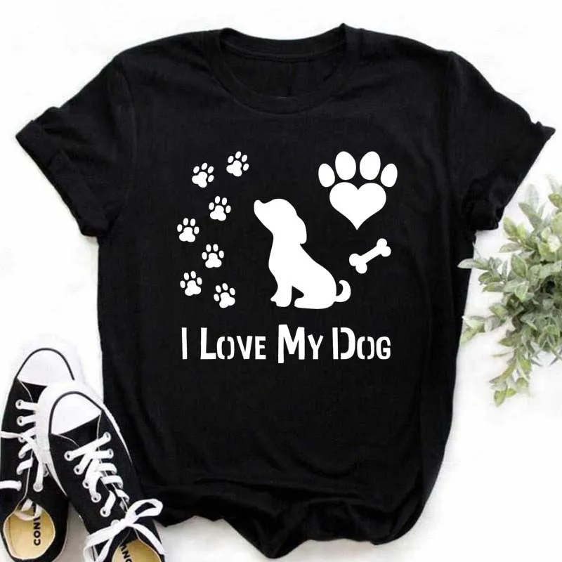 

New women's pattern dog paw mom cartoon t-shirt cute summer ladies top t-shirt print women's t-shirt