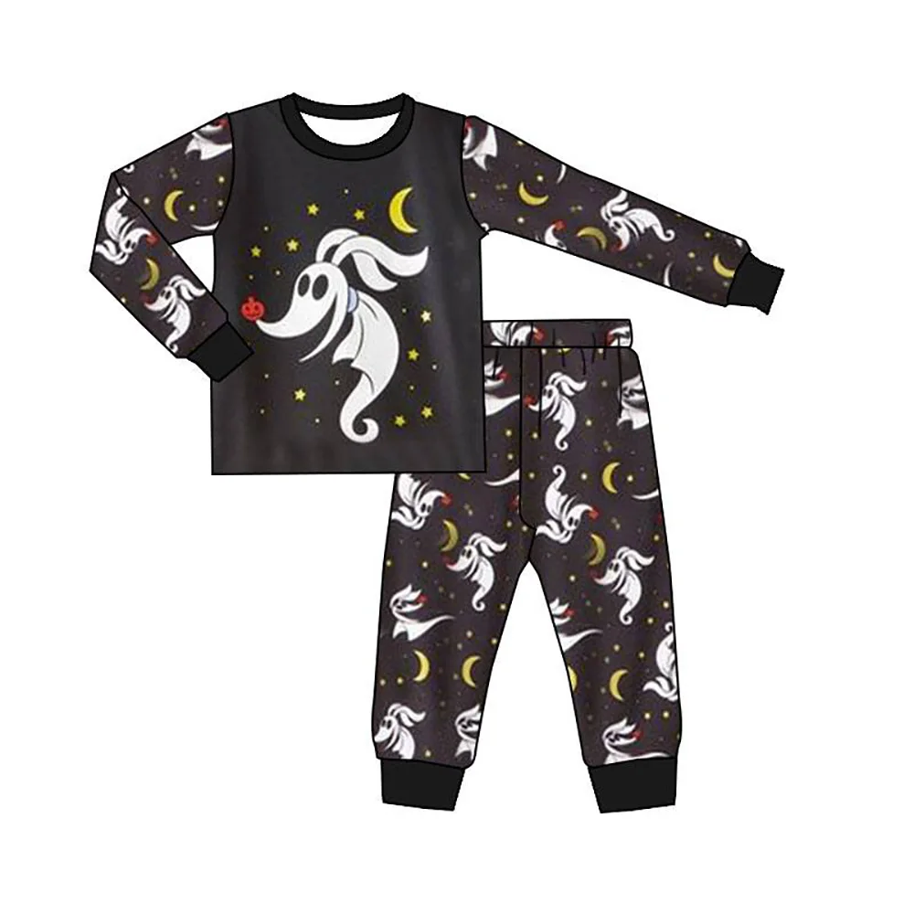 

Boutique Children Round Neck Boys Clothes Kids Night Wear black cartoon movie Halloween pajamas Set