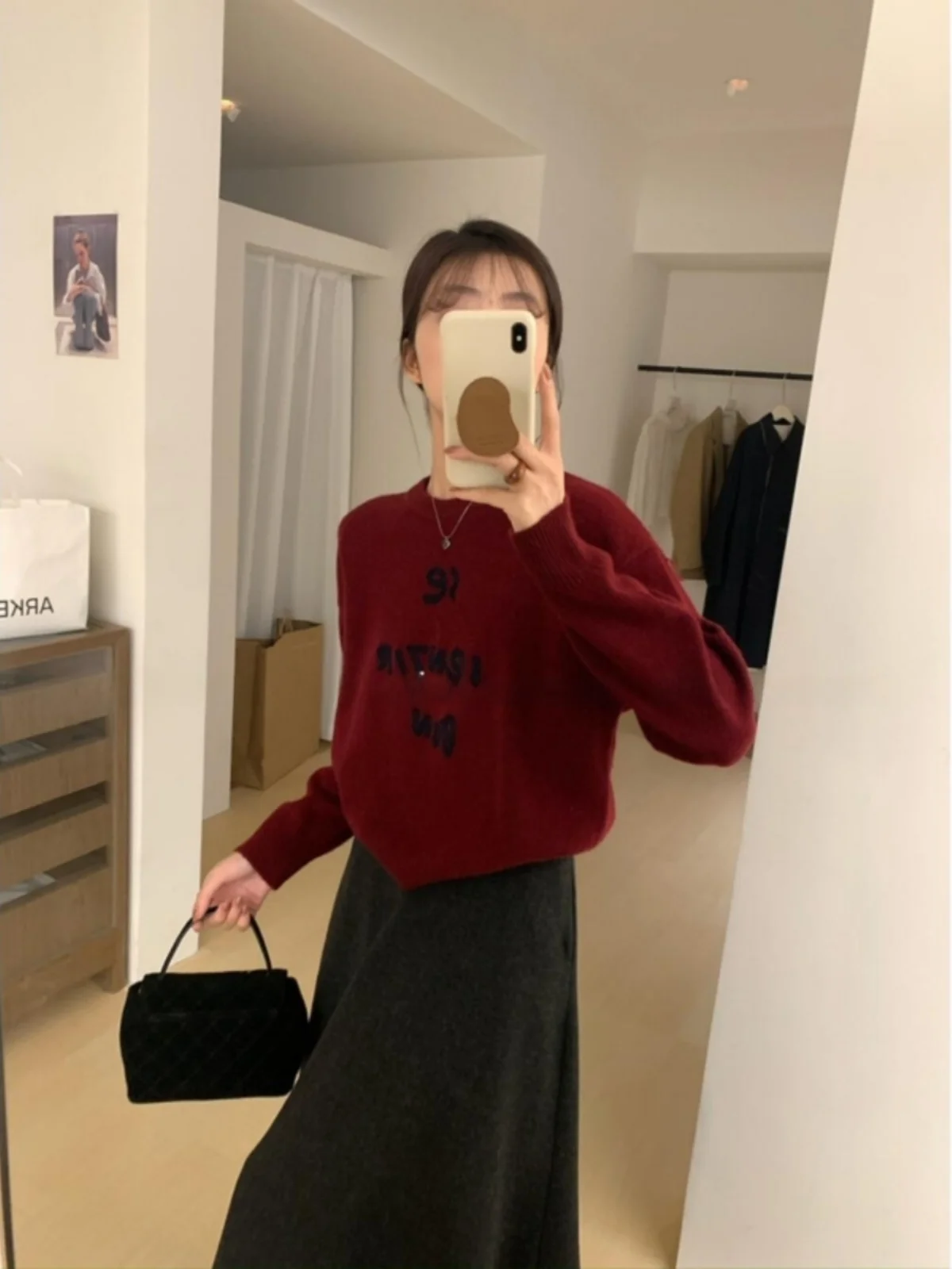 Тринадцать линий Женская одежда Дизайн Sense Свободный утягивающий теплый свитер с