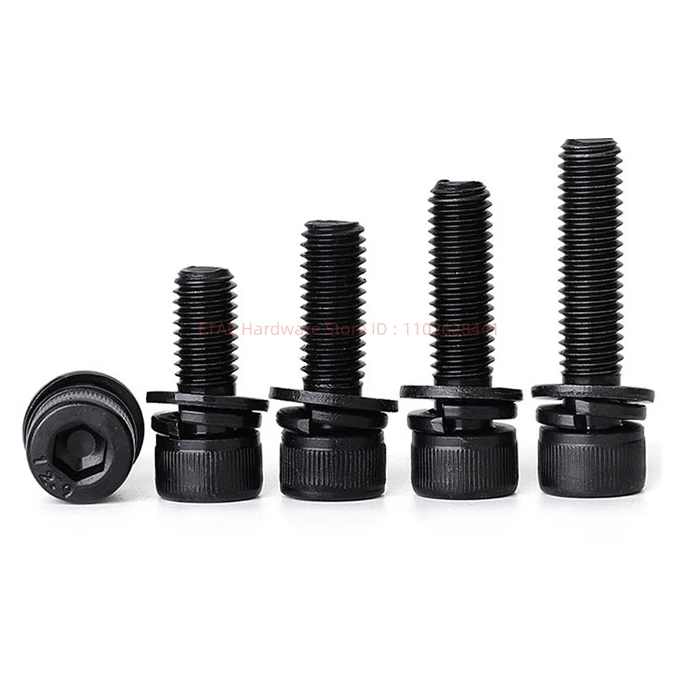 M3 M4 M5 M6 M8 M10 M12 DIN912 12.9 класс черный кабон сталь Шестигранная головка стандартный