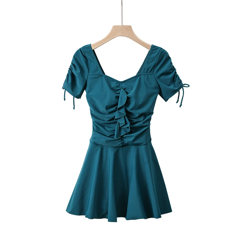 Большой размер купальник юбка шнуровка сексуальный тонкий модный сплошной цвет