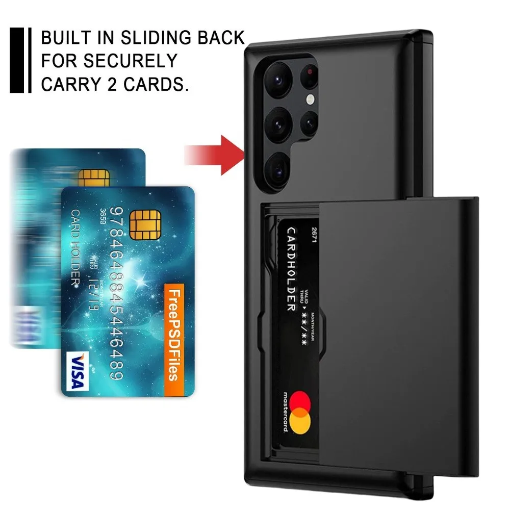 

for Samsung S23 Ultra Case Wallet Case Card Slot Holder Dual Layer Hard Cover For Samsung Galaxy S23 Ultra S22 S21 S20 FE Plus