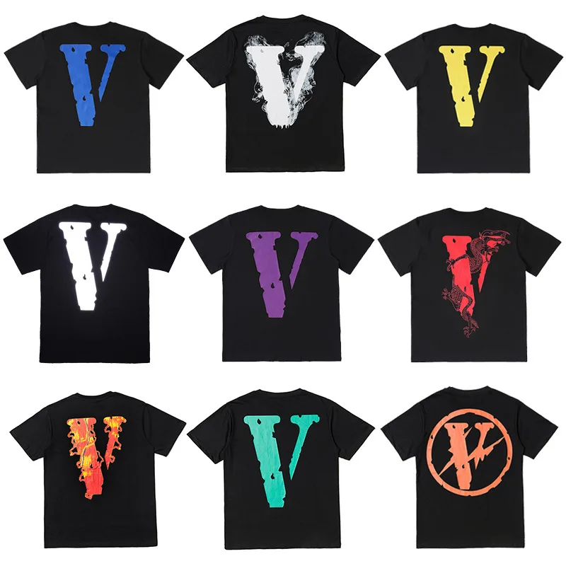 

VLONE men/women short-sleeved streetwear cigarette letters loose couple 100% cotton sports T-shirt comfortable street style