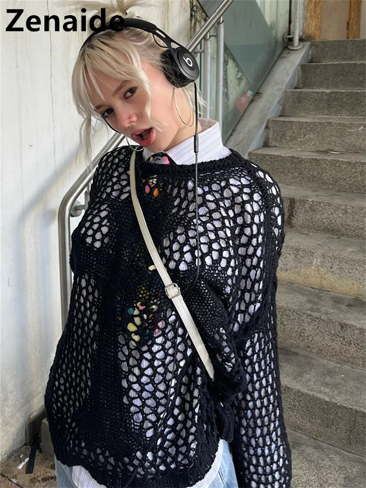 Женская трикотажная футболка с длинным рукавом Zenaide Просвечивающая Повседневная