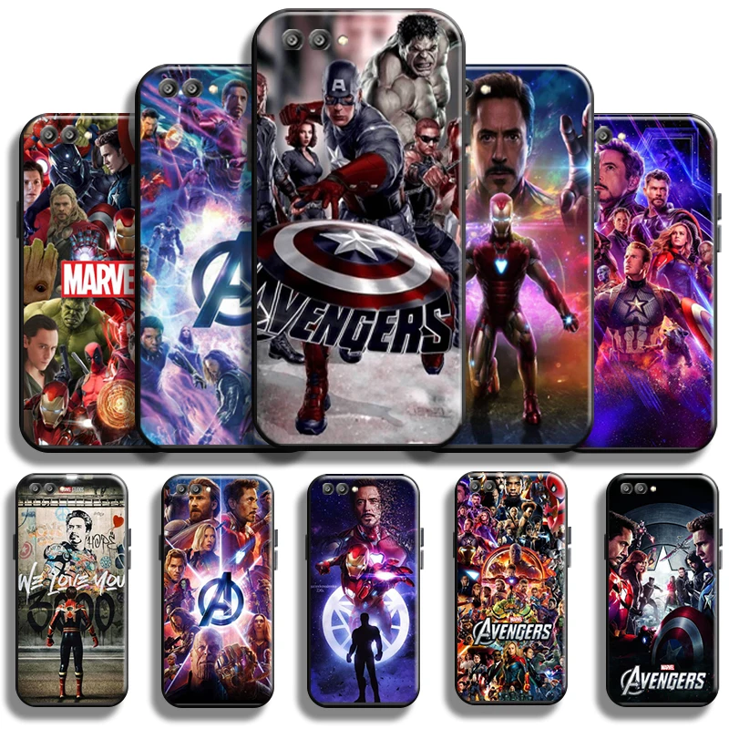 

Marvel Avengers Logo For Huawei Honor V20 V10 V9 Phone Case Carcasa Coque TPU Cover Back Liquid Silicon Shell Funda Soft
