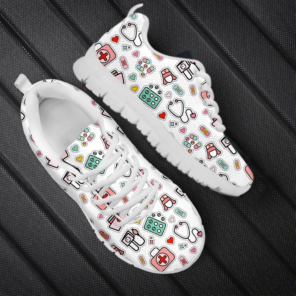 

INSTANTARTS 2023 Women's Nurse Shoes Lightweight Flats Medical Tool Nurse Design Ladies Breathable Casual Sneakers Walking Shoes
