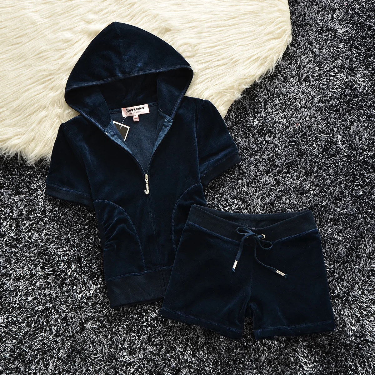 

2023SS Juicy Coutoure Tracksuit Brand Velvet Fabric Tracksuits Fleece 2 Piece Set Suits Shorts Sets Fat Sister Sportswear