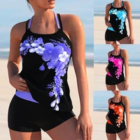 new women floral print two piece swimsuit sexy tankini female monokini 2022 summer plus size beach bathing suits swimwear