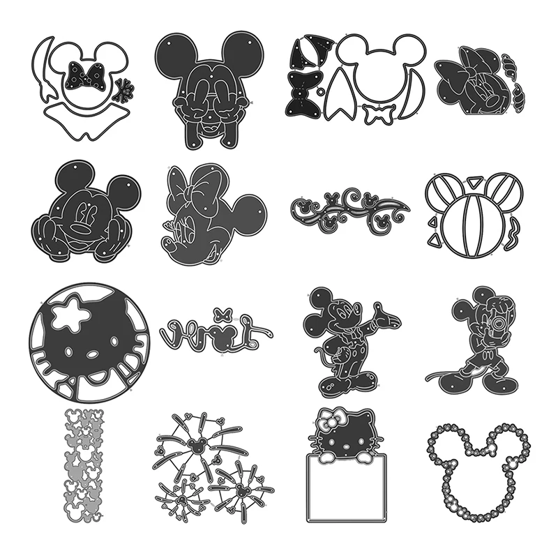 

Disney Cartoon Metal Cutting Die is Suitable For DIY Photo Album Scrapbook 3D Creative Decoration Mickey Minnie Love2023 New