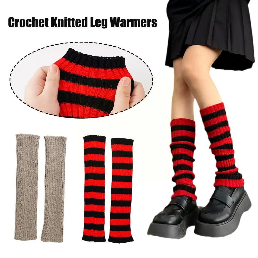 

Новинка, вязаные крючком гетры, женское покрытие для ног, теплые модные манжеты, размер бесплатно, T4G9, радужные носки из полиэстера X4I8