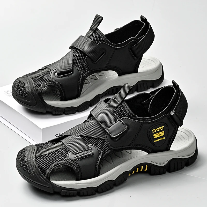 Мужские летние сандалии новые модные мужские уличные из натуральной кожи