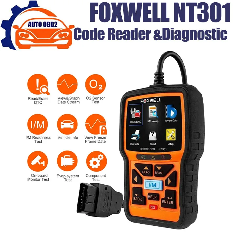 Диагностический сканер FOXWELL NT301 2 в 1 для диагностики двигателя