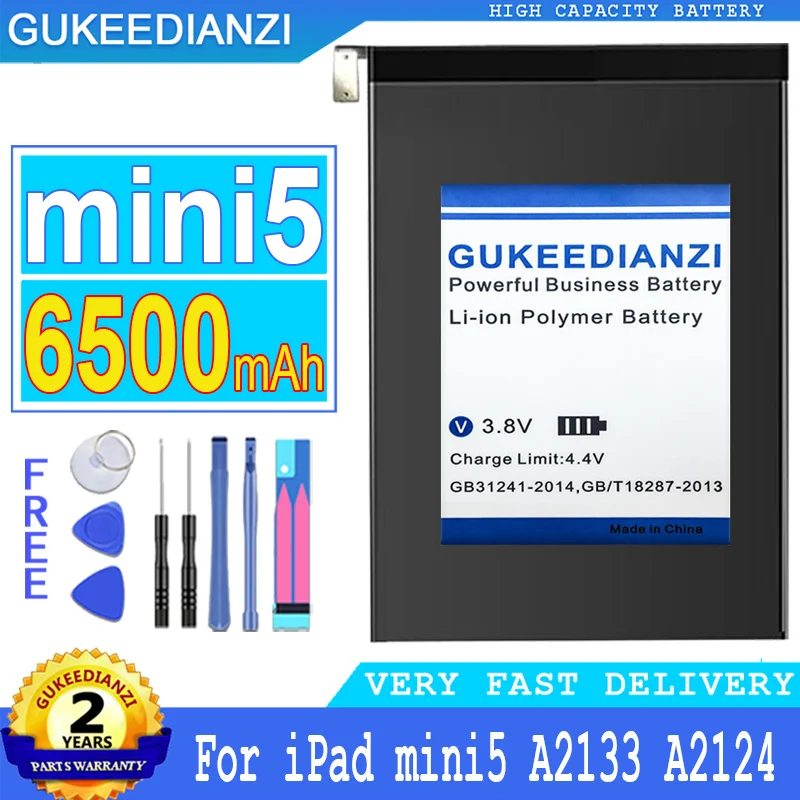 

6500mAh GUKEEDIANZI Battery Mini5 For Apple IPad Mini 5 A2133 A2124 A2125 A2126 Mini5 Big Power Bateria Batteries + Free Tools