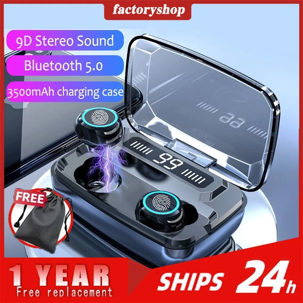

Original M11-9 Wireless TWS Bluetooth-Compatible V5.0 HiFi IPX7 Waterproof earbuds Touch Control Headset for sports /game