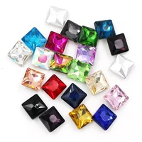 wholesale 24 color square shape point back crystal glass stone glue on rhinestones diy jewelry making nail