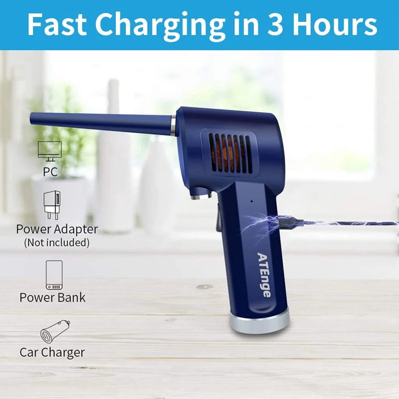 atenge cordless air duster for computer compressed gas air canskeyboard cleaner autorechargeable electric duster air blower free global shipping