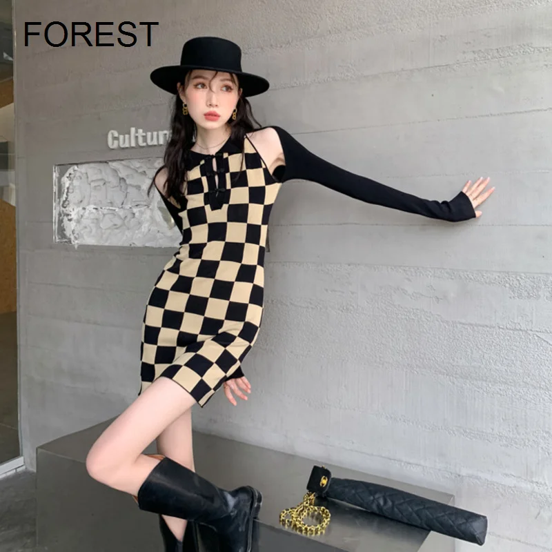 

Женское платье, новинка 2022, женское трикотажное платье с низом во французском стиле