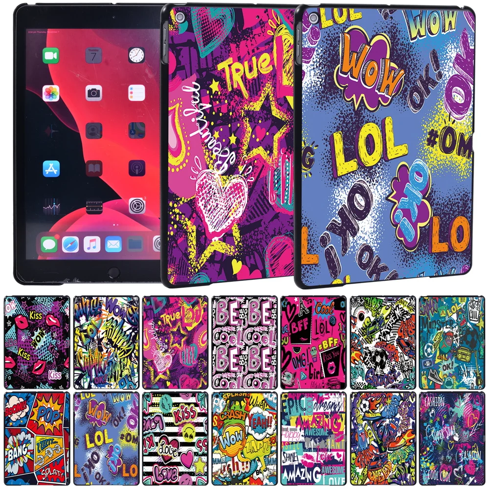 

For IPad 9th 7th/8th Gen 10.2 Inch/Mini 1/2/3/4/5/iPad 2/3/4/5th 6th/Air 5th 4th 3th 2th 1th Graffiti Art Print Slim Tablet Case