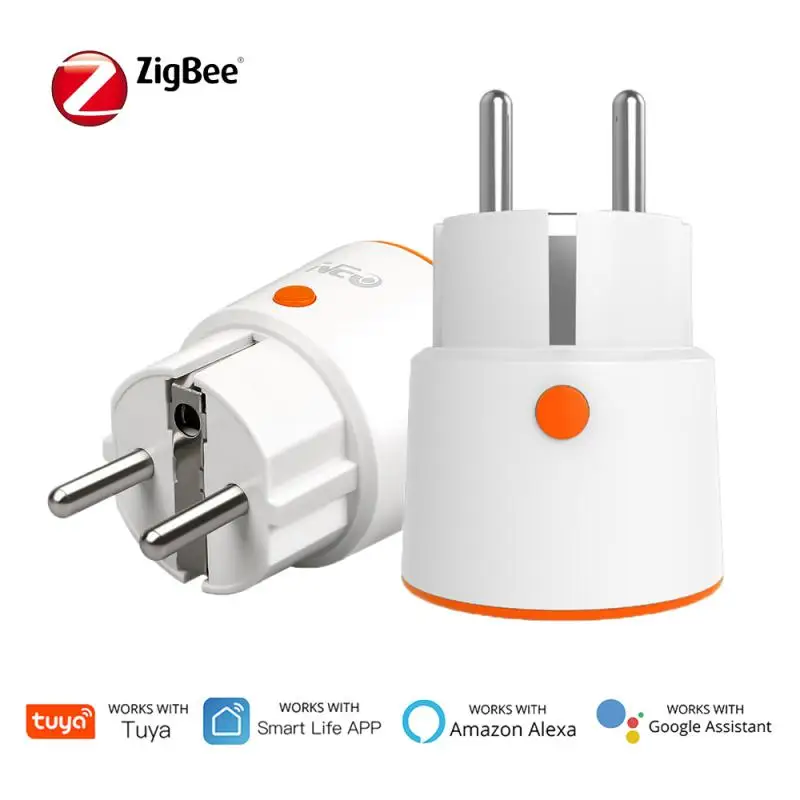 

Tuya Zigbee 3.0 Smart Plug EU 16A Outlet 3680W Power Monitor Timing Socket Voice Control Works With Alexa Google Assistant