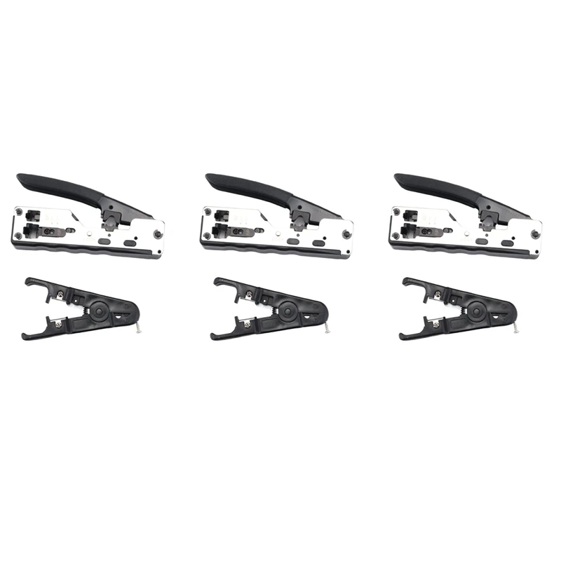 

3X Combo Network Rj45 Tool Telecom Crimping Crimper For Rj45 Cat7 Cat6a Cat6 Cat5 Rj11 Rj12 Modular Plugs Metal Clips