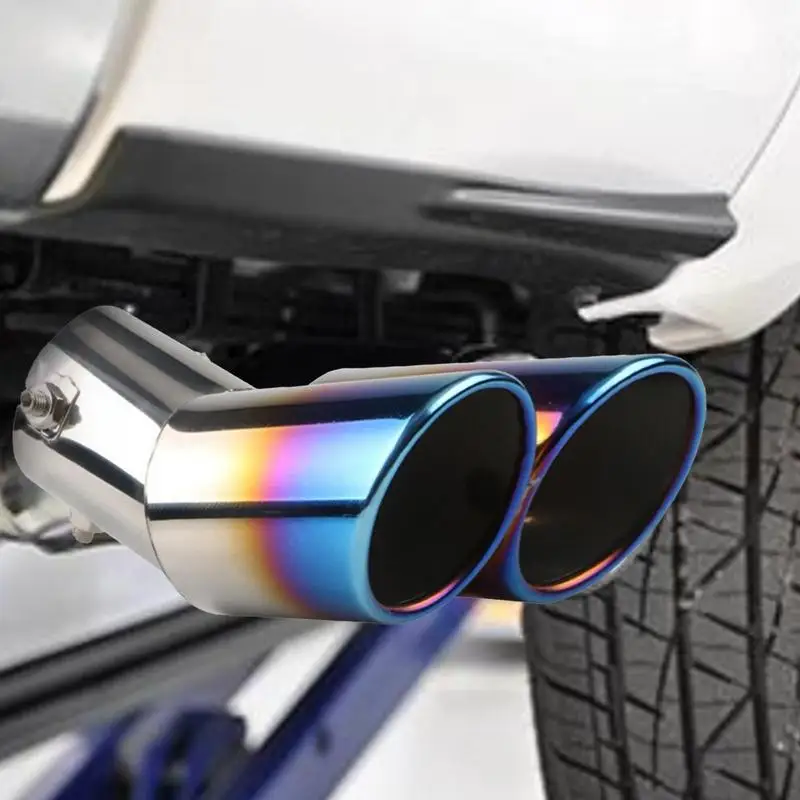 

Exhaust Pipe Double Muffler Universal Exhaust Pipe Tail Muffler Stainless Steel Trim Tail Tube Modification Tool For Most Car