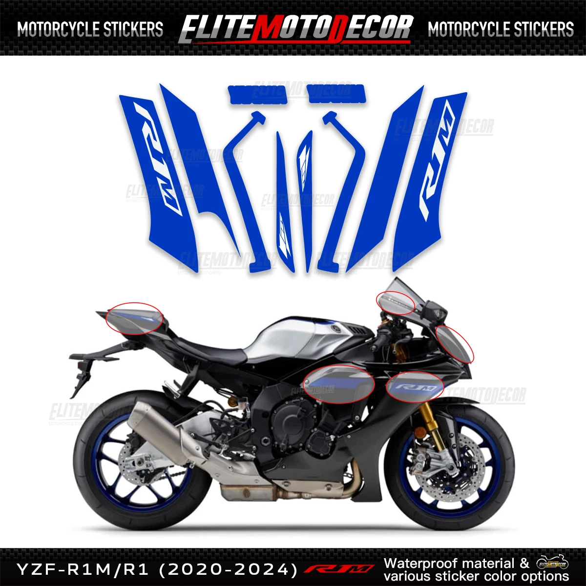 Фото YZF R1 R1M 2024, новый обтекатель мотоцикла, индивидуальная наклейка, наклейка на полный автомобиль, наклейка для YAMAHA R1M 2020 2021 2022 2023 2024 №3