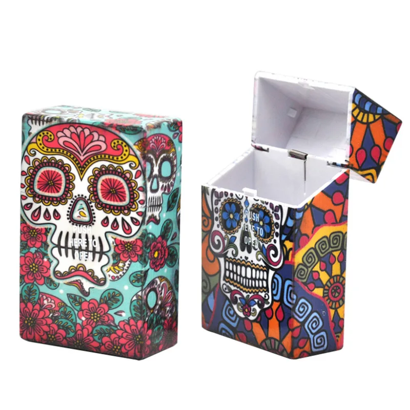 

Portable Cigarette Case Personalized Plastic Ghost Head Cigarette Box 20 Branches Moisture-proof Smoke Tool Protective Cover Bag