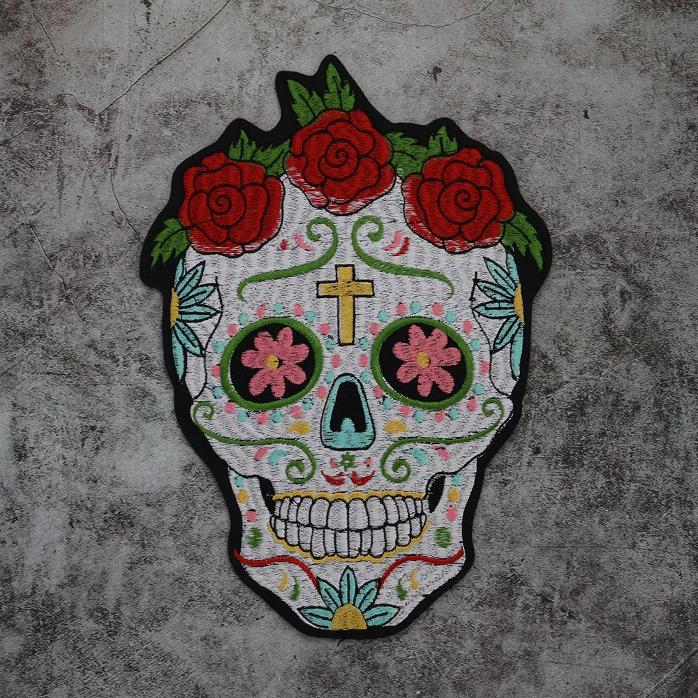 1 шт. розы череп байкер патч для куртки с подкладкой в байкерском стиле из ПУ