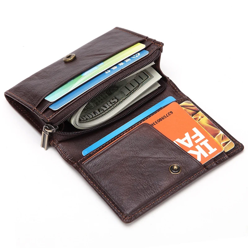 Wallet For Men Portable Mini Zero Wallet Men's Small Trouser Pocket Bag Genuine Leather Duo-Fold Clutch Bag Carteira Masculina