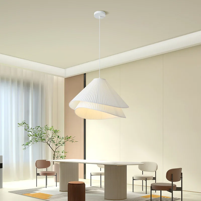 

Скандинавский минимализм E27 люстра из ткани, Белая светодиодная Подвесная лампа для спальни, декор для столовой, подвесные комнатные осветительные приборы
