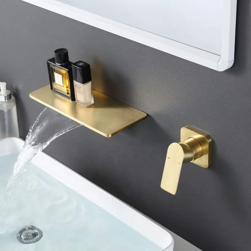 

Водопад, смеситель для раковины в ванной комнате, золото, латунь [US Stock]