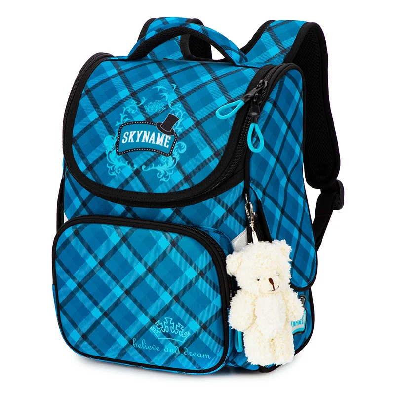 

Ортопедический школьный рюкзак для девочек, Детские Водонепроницаемые сумки для книг с ромбовидной сеткой