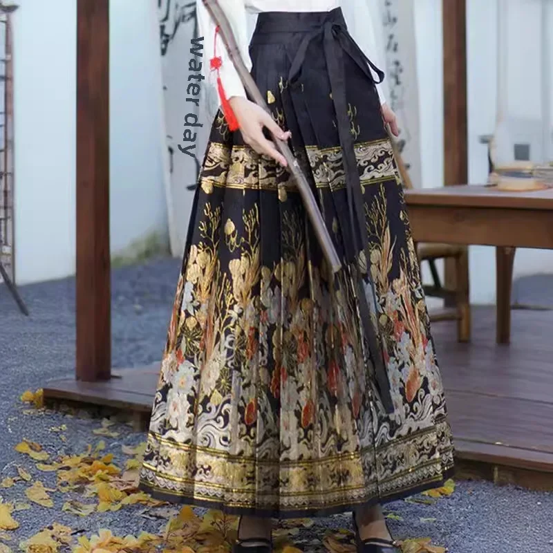 Женский костюм с юбкой в китайском стиле Hanfu однотонная белая рубашка